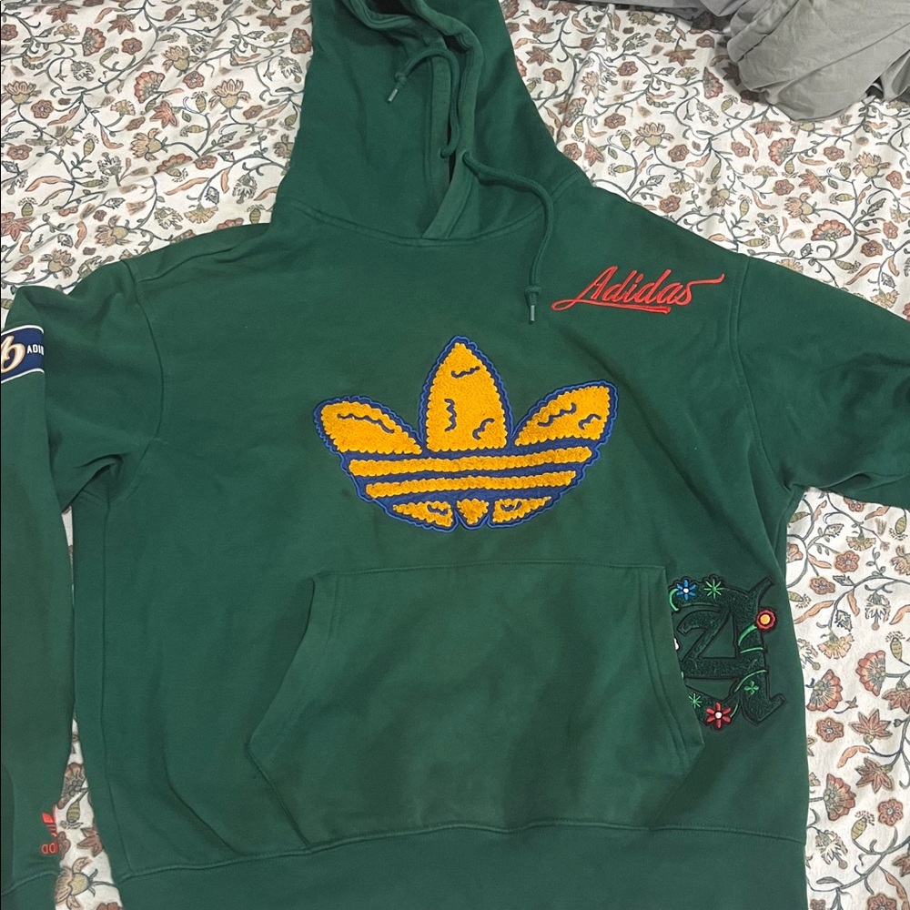 Adidas Forest Green Hoodie with Embroidered Logo